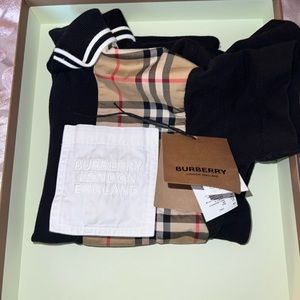 Burberry Vintage Check Panel Cotton Zip-front Polo Shirt
